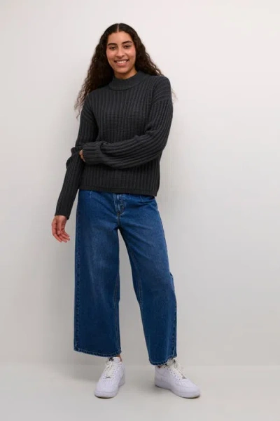 Kaffe Kabess Crew Neck Long Sleeve Pullover In Black