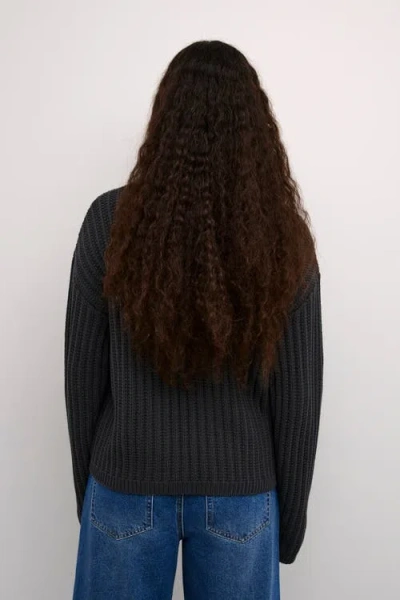 Kaffe Kabess Crew Neck Long Sleeve Pullover In Black
