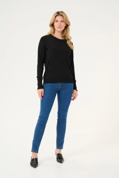 Kaffe Kalizza Round Neck Regular Fit Pullover In Black