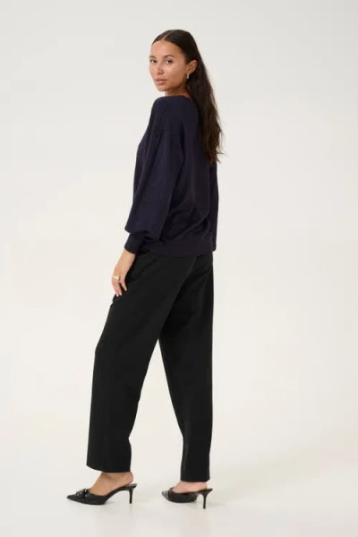 Kaffe Regina Metallic Knit Pullover In Blue