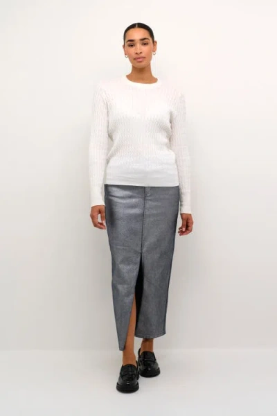 Kaffe Kasilla Cable Knit Regular Fit Pullover In Gray