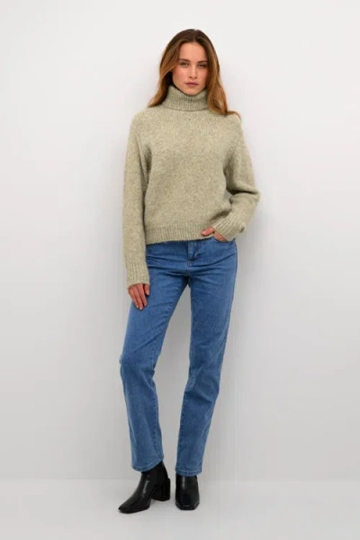 Kaffe Katrina Rollneck Long Sleeve Pullover In Green