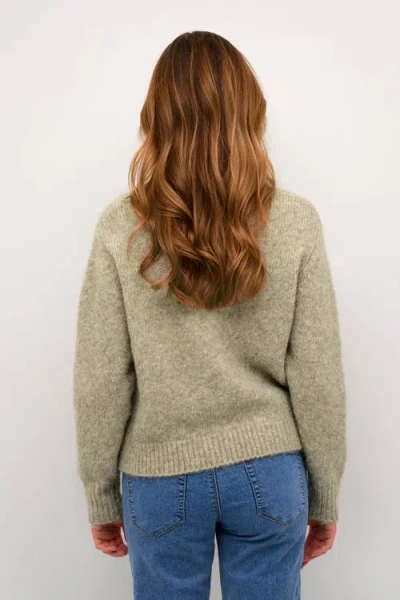 Kaffe Katrina Rollneck Long Sleeve Pullover In Green