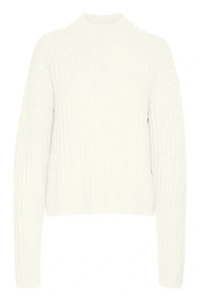 Kaffe Kabess Crew Neck Long Sleeve Pullover In White