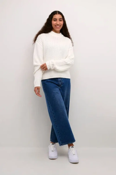 Kaffe Kabess Crew Neck Long Sleeve Pullover In White