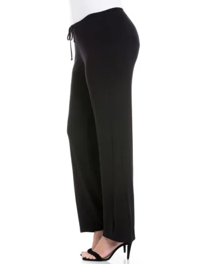 24seven Comfort Apparel Plus Size Comfortable Stretch Draw String Pants In Black