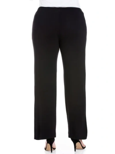 24seven Comfort Apparel Plus Size Comfortable Stretch Draw String Pants In Black