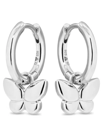 Devata Butterfly Hoop Earrings In Silver
