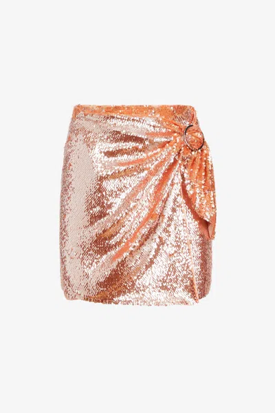 Toccin Dawson Sequin Ring Mini Skirt In Orange