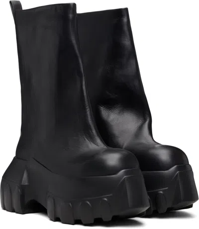 Rick Owens Black Hollywood Flared Mega Tractor Boots In Black