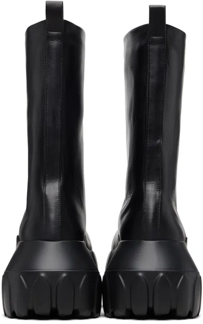 Rick Owens Black Hollywood Flared Mega Tractor Boots In Black