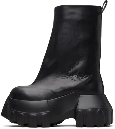 Rick Owens Black Hollywood Flared Mega Tractor Boots In Black