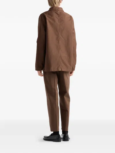 Prada Cotton Canvas Blouson Jacket In Brown