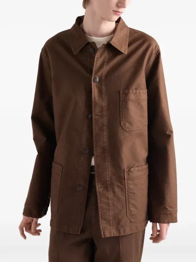 Prada Cotton Canvas Blouson Jacket In Brown