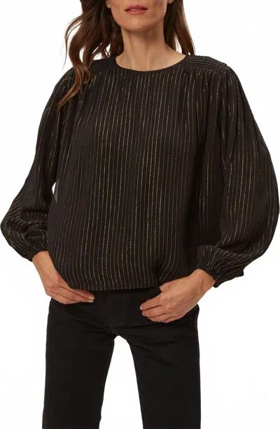Michael Stars Dolly Metallic Stripe Top In Black Combo