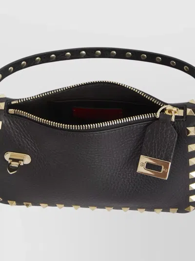 Valentino Rockstud Small Black Grainy Leather Crossbody Bag