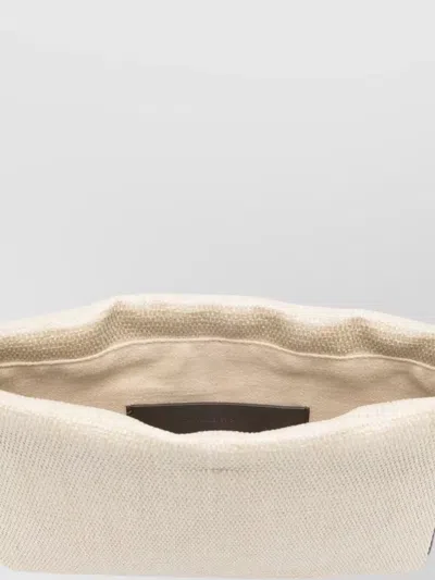 Brunello Cucinelli Shoulder Bag Rectangular Shape Woven Texture Strap In Neutral