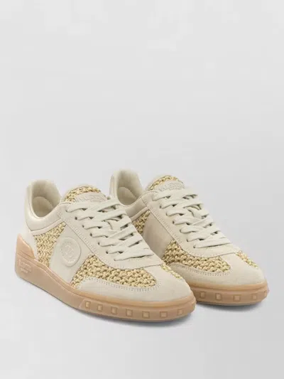 Valentino Garavani Upvillage Sneakers In Woven Raffia In Neutral