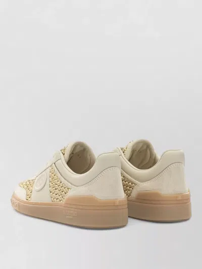 Valentino Garavani Upvillage Sneakers In Woven Raffia In Neutral