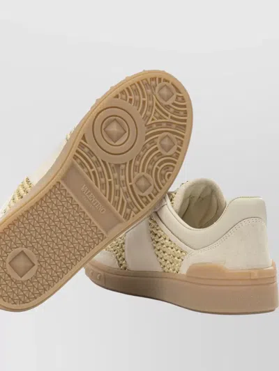 Valentino Garavani Upvillage Sneakers In Woven Raffia In Neutral