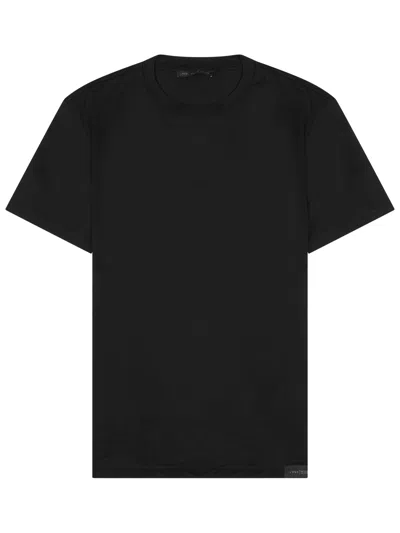 Low Brand Black Solid Crew Neck T-shirt In Black