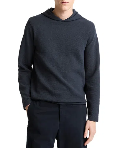Vince Double Face Pullover Hoodie In Blue