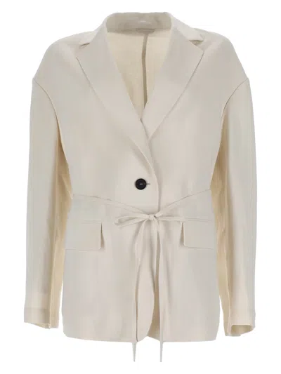 Brunello Cucinelli Belted Jacket In White