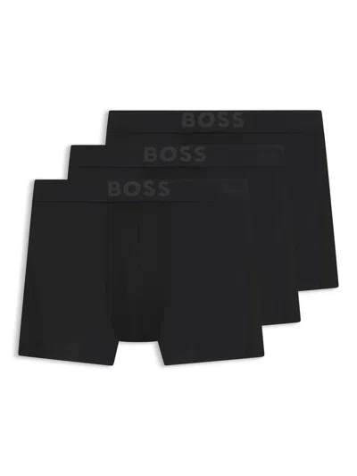 Hugo Boss Boss 3-pack Cotton Microfiber Trunks In Black