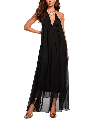 Ramy Brook Rainn Backless Silk Chiffon Trapeze Gown In Black