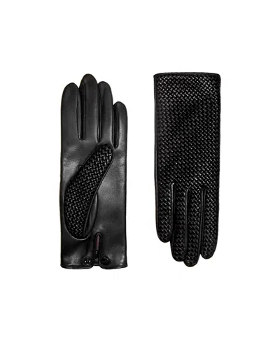Agnelle Chloe Woven Lambskin Glove Lined In Black