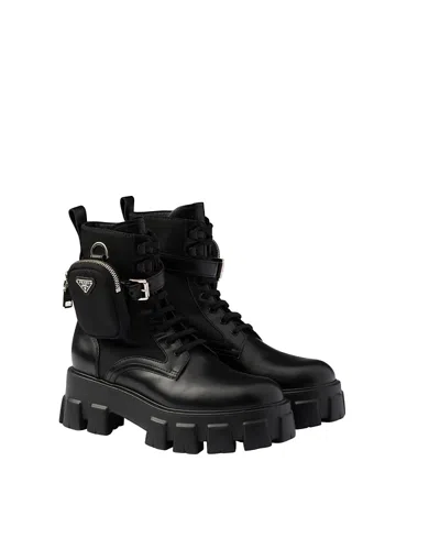 Prada Monolith Combat Boots In Black