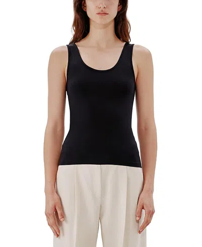 Another Tomorrow Scoop-neck Jersey Tank Top In Black