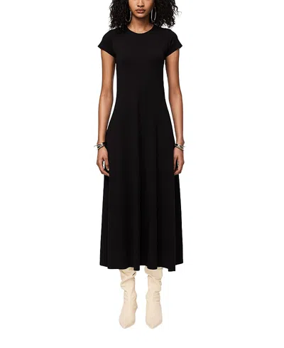 Another Tomorrow Short-sleeve Jersey Midi-dress In Black
