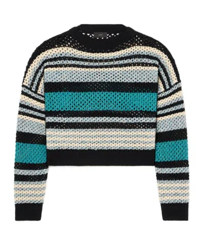 Alanui Striped Open-knit Cashmere Crewneck Jumper With Dropped Shoulders In Multi