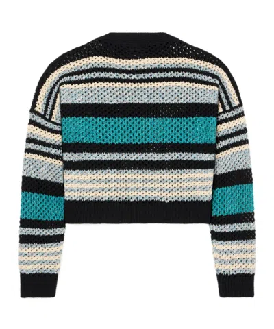 Alanui Striped Open-knit Cashmere Crewneck Jumper With Dropped Shoulders In Multi