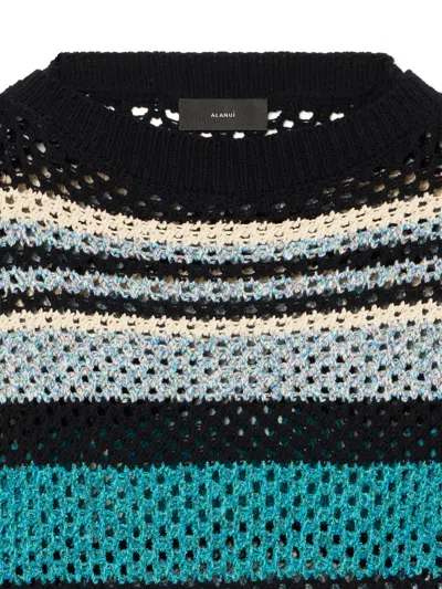 Alanui Striped Open-knit Cashmere Crewneck Jumper With Dropped Shoulders In Multi
