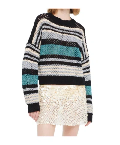 Alanui Striped Open-knit Cashmere Crewneck Jumper With Dropped Shoulders In Multi