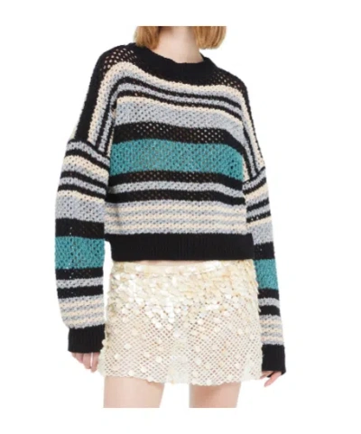 Alanui Striped Open-knit Cashmere Crewneck Jumper With Dropped Shoulders In Multi
