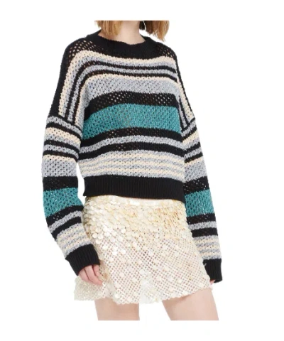 Alanui Striped Open-knit Cashmere Crewneck Jumper With Dropped Shoulders In Multi