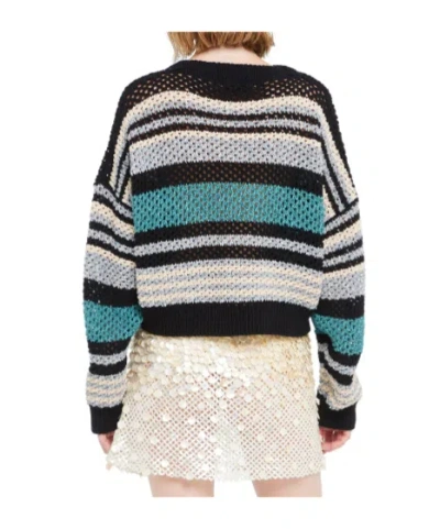 Alanui Striped Open-knit Cashmere Crewneck Jumper With Dropped Shoulders In Multi