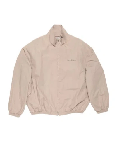 Acne Studios Logo Cotton Blouson Jacket In Brown