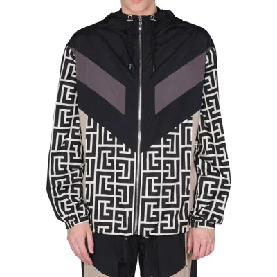 Balmain Jacket With Maxi Monogram Logo Print In Multi