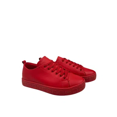 Borbonese Red Leather Men Sneaker In Red