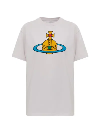Vivienne Westwood Crew Neck Graphic Print Short Sleeve T-shirt In White