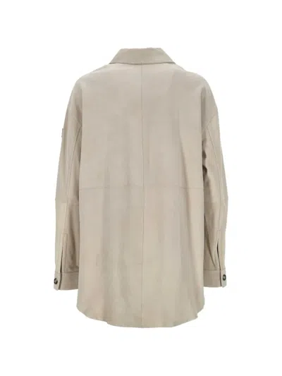 Peuterey Buttoned Leather Jacket In Gray