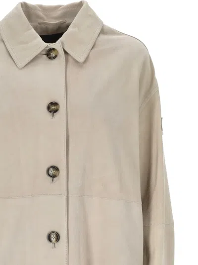 Peuterey Buttoned Leather Jacket In Gray