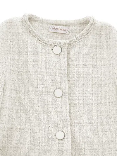 Monnalisa Buttoned Jacket In White