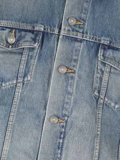 Saint Laurent Denim Jacket Collared Design Front Pockets In Blue