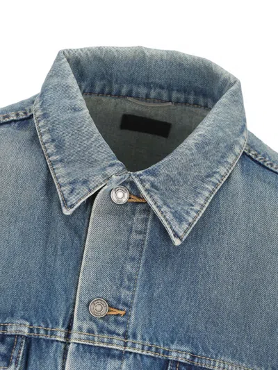 Saint Laurent Denim Jacket Collared Design Front Pockets In Blue