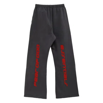 Essentials Drawstring Flared Track Pants In Black